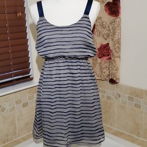 Pullover dress with distressed stripping